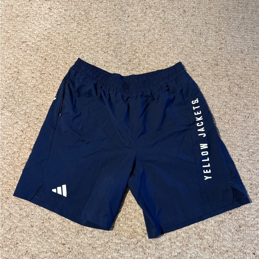 adidas Navy Athletic Shorts with Side Team Print